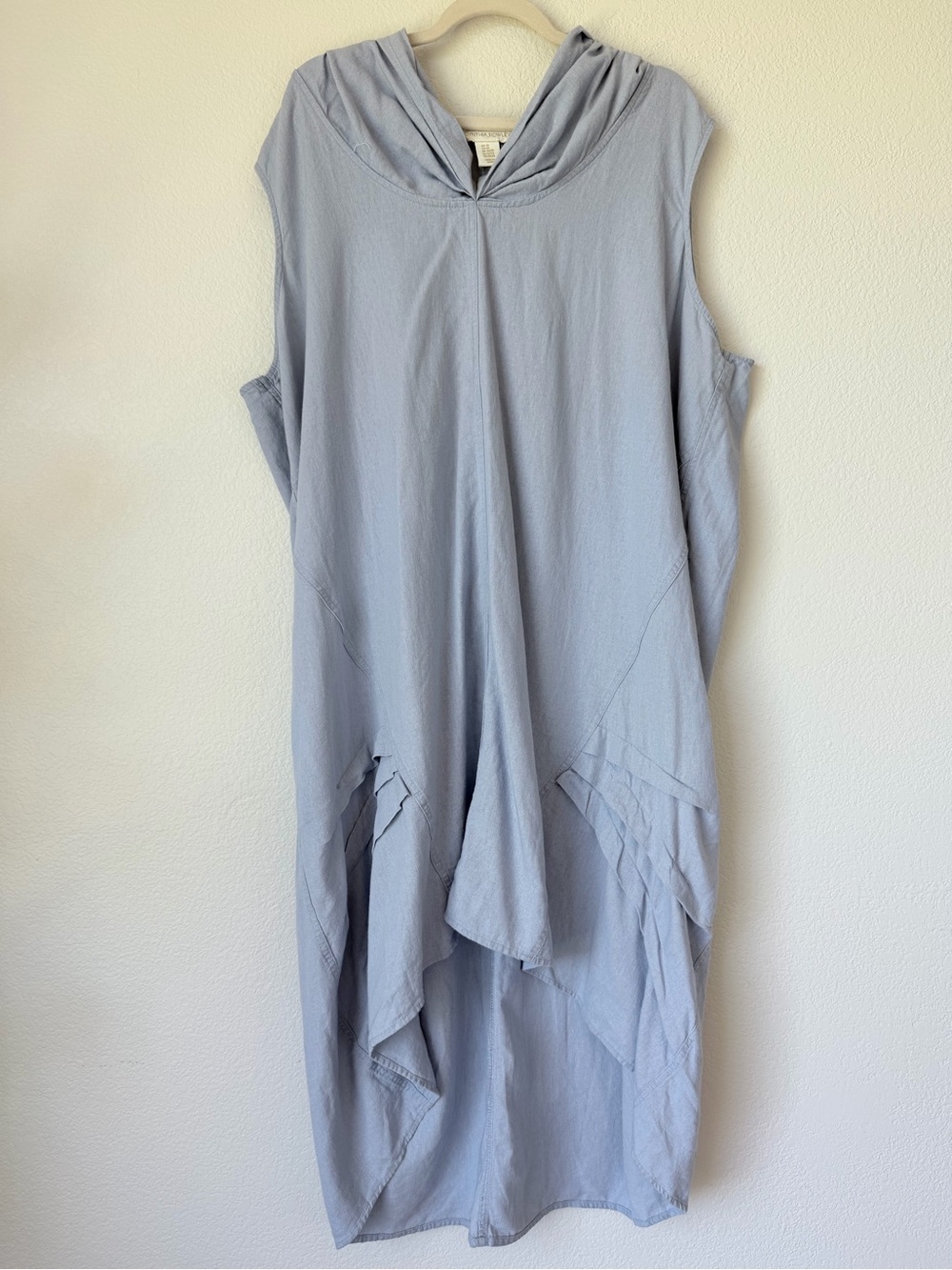 Cynthia Rowley 55% Linen Hooded Cowl Neck Asymmetrical Lagenlook Dress 3X - Picture 2 of 11